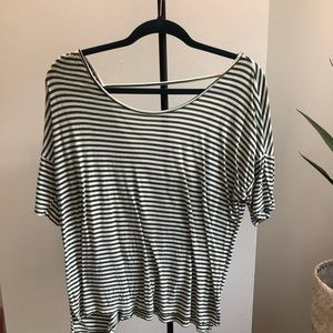 Green and White Striped Tee